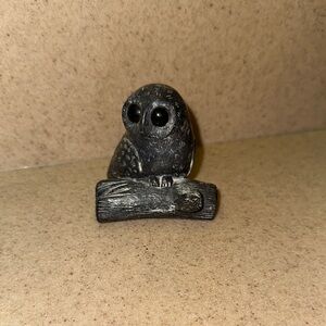 WOLF Black and Gray Owl Sculpture